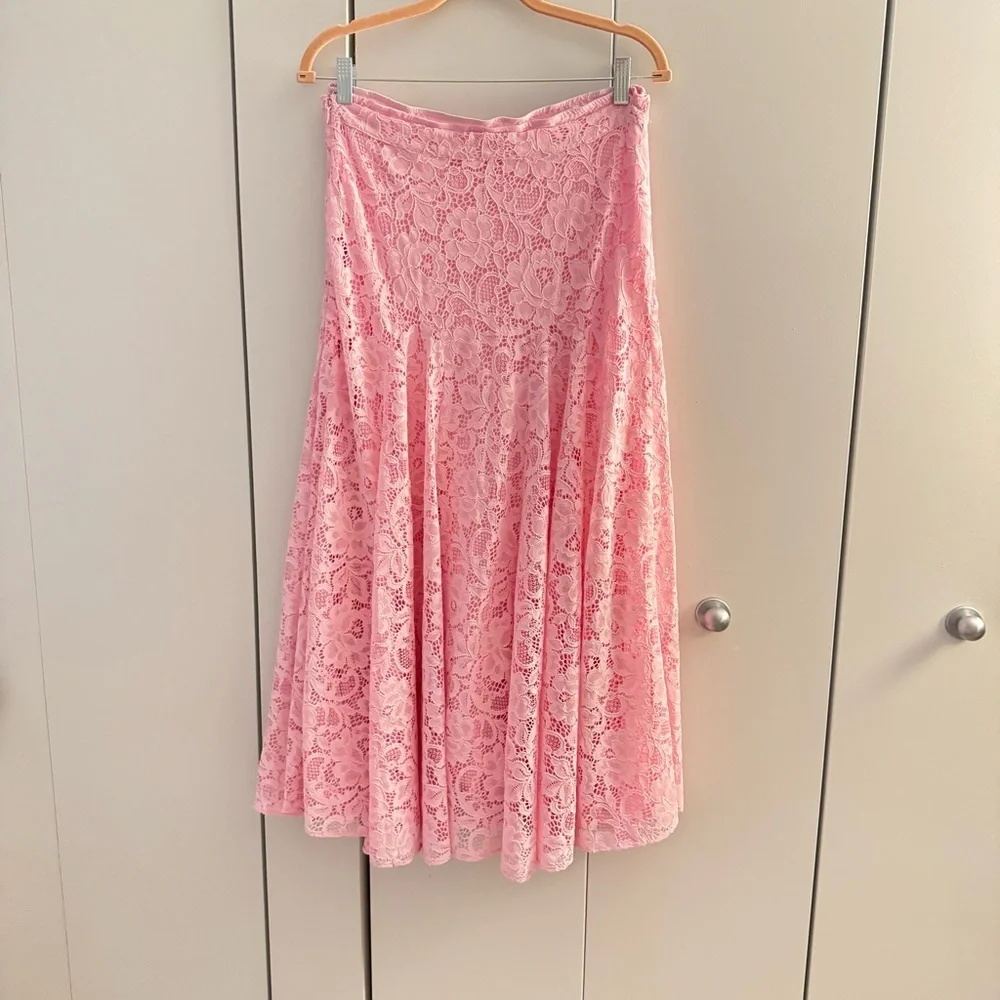 Loeffler randall pink lace bodysuit and skirt size L - Picture 7 of 10